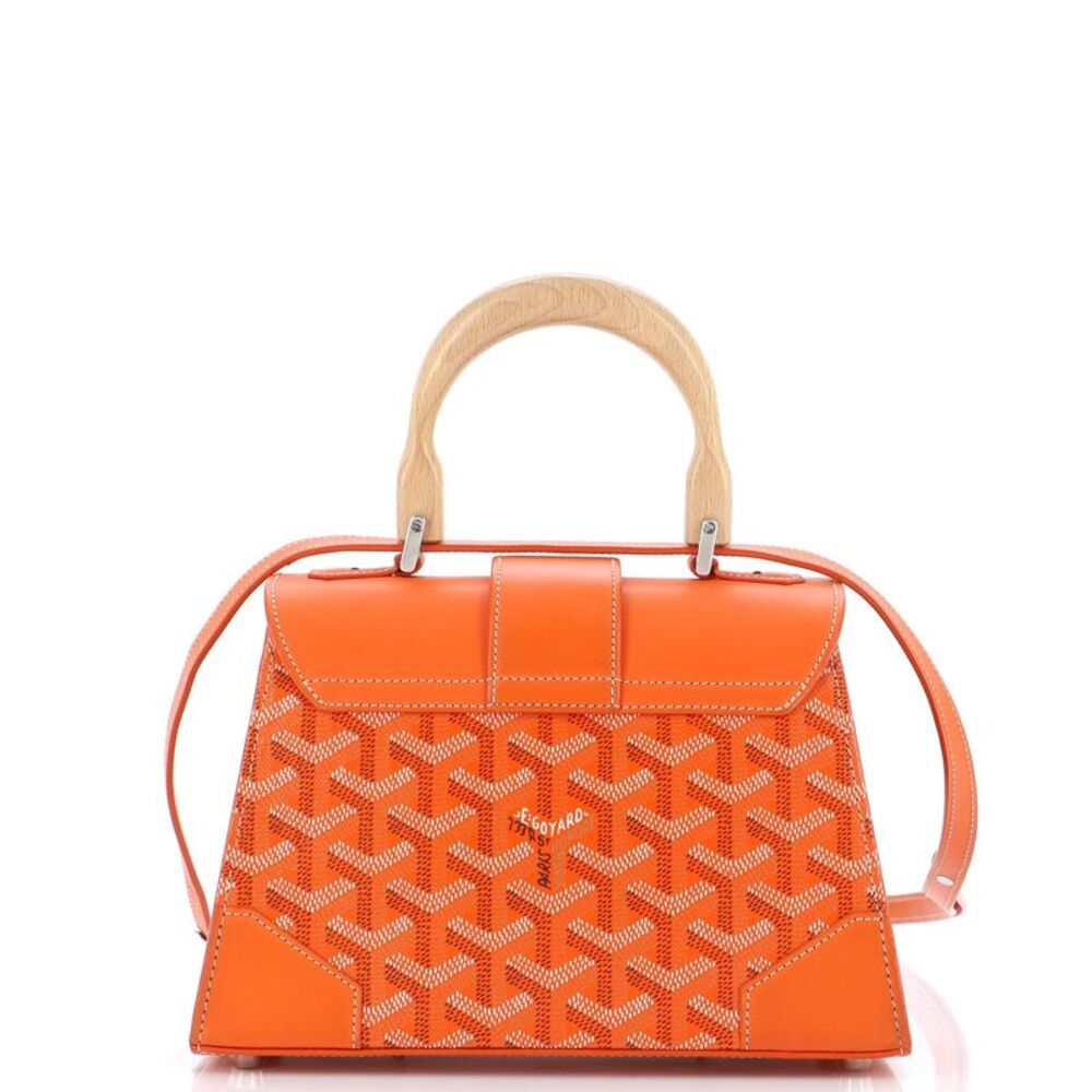 Goyard Structured Saigon Top Handle Bag Coated Canvas with Leather Mini Orange - Picture 3 of 10